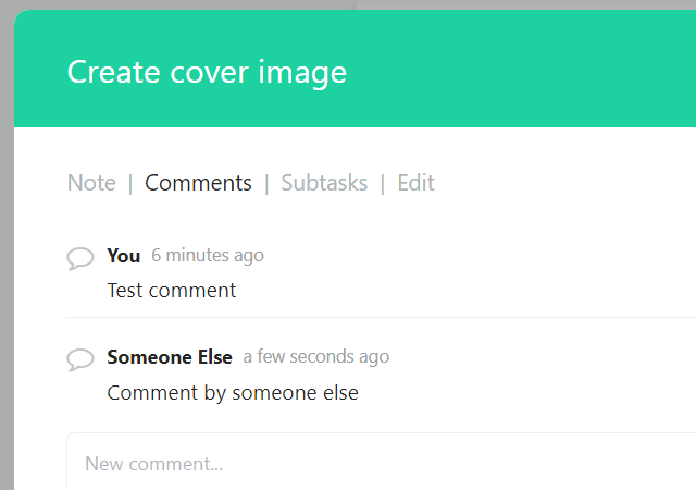 Accessing Comments through the Open Task dialog