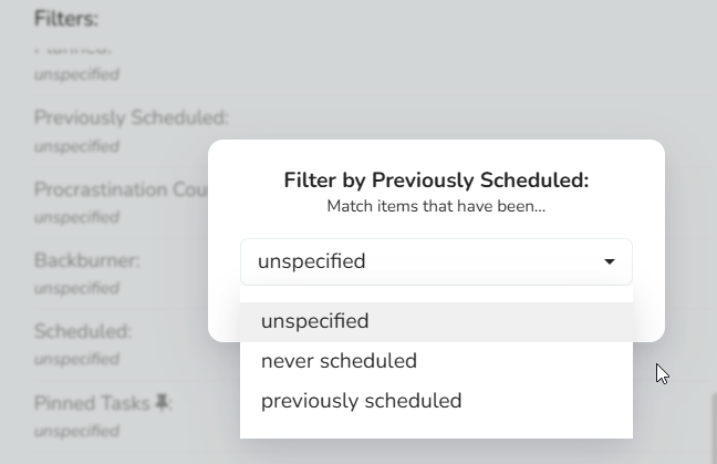 Using Previously Scheduled Filter in Marvin