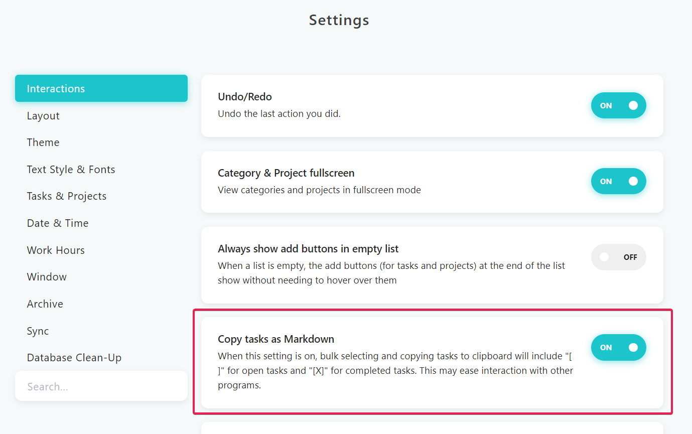 Copy tasks as Markdown