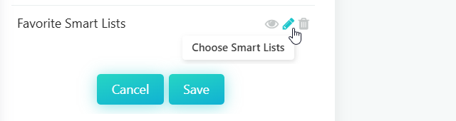 Choosing Smart Lists for a custom tab