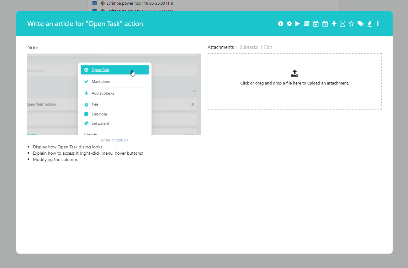 Open Task action example