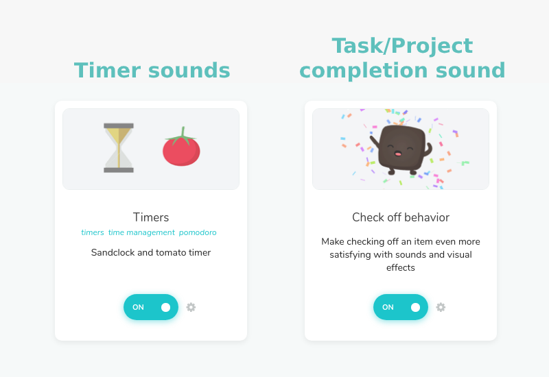 Timer sounds and Task/Project completion sound