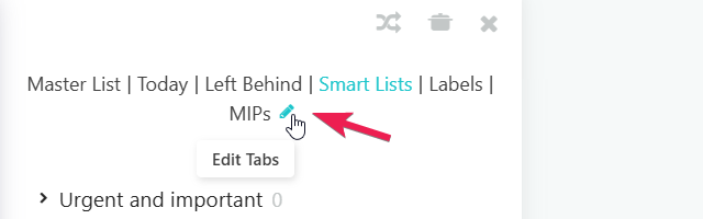 Editing tabs in the planning sidebar