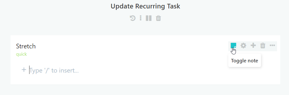 Updating a note for a recurring task