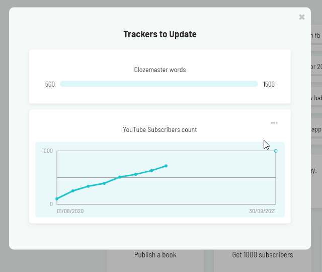 Recording the new value for a tracker