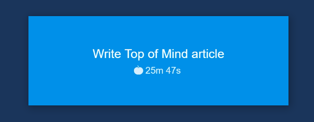 Remaining timer time in Top of Mind external window