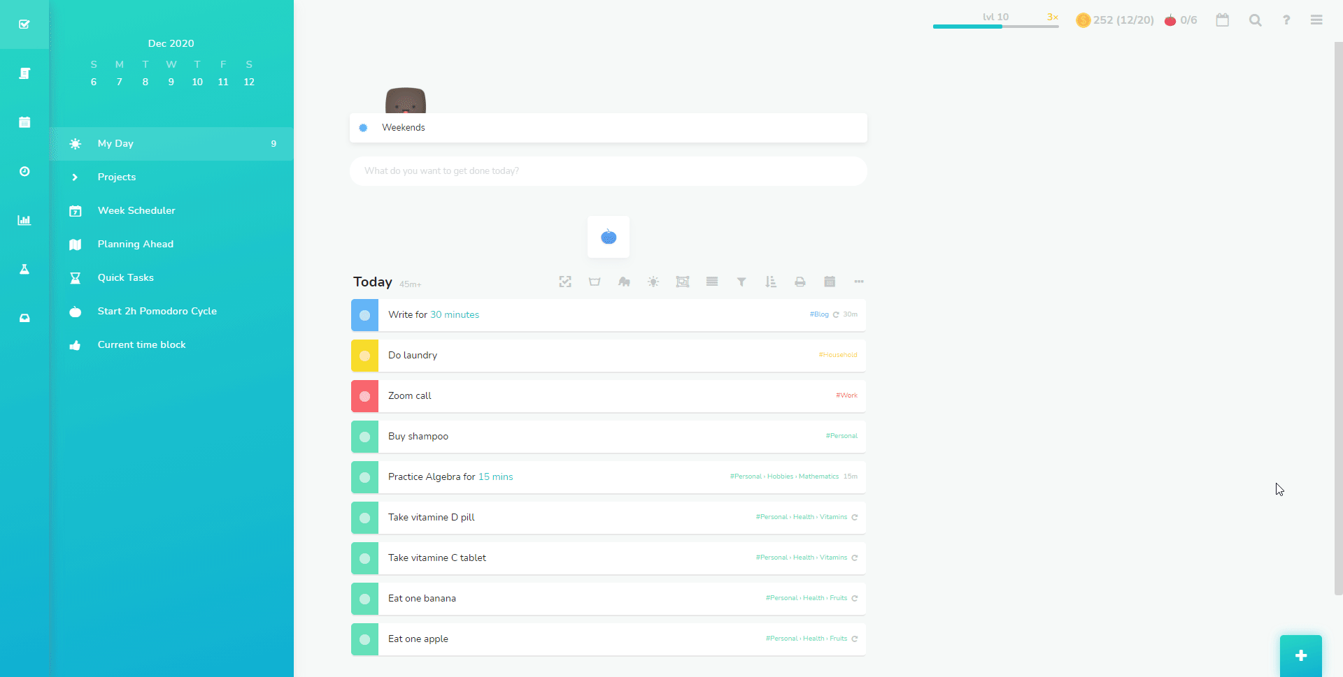 Projects expanded by default option