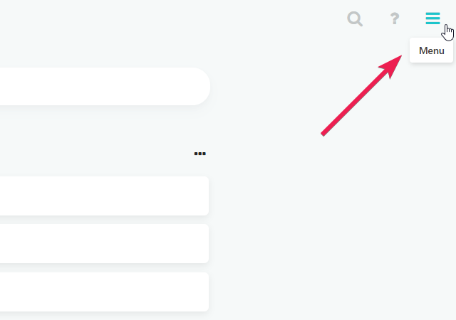 Clicking on the menu button