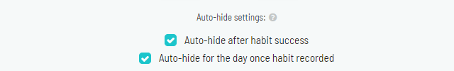 Auto-hide settings for habits