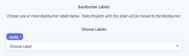Adding a backburner label