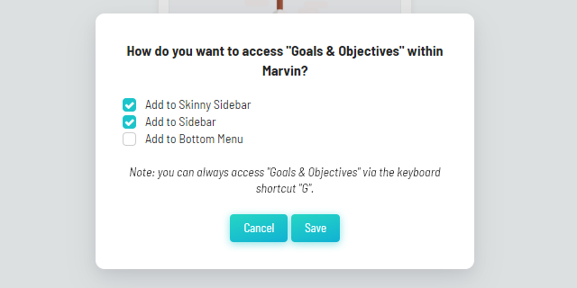 Acessing Goals and Objectives from the main view
