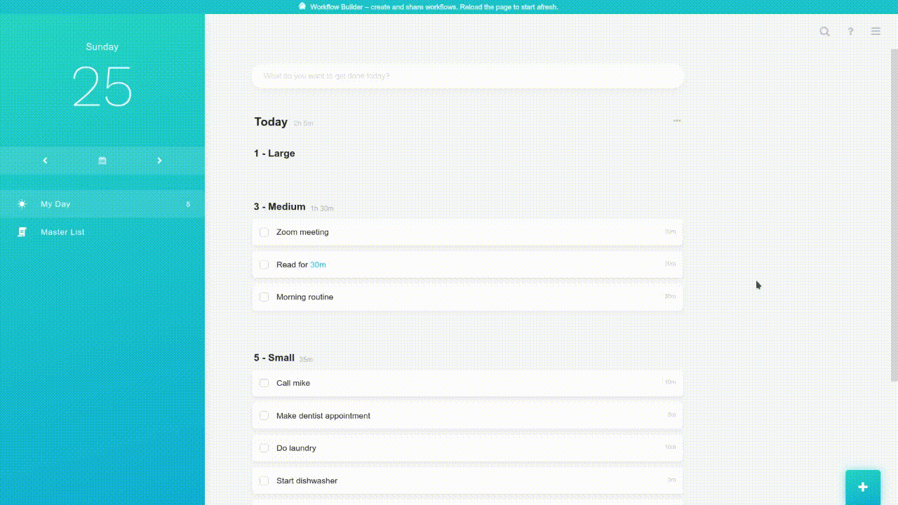 Using day planning sidebar to schedule tasks