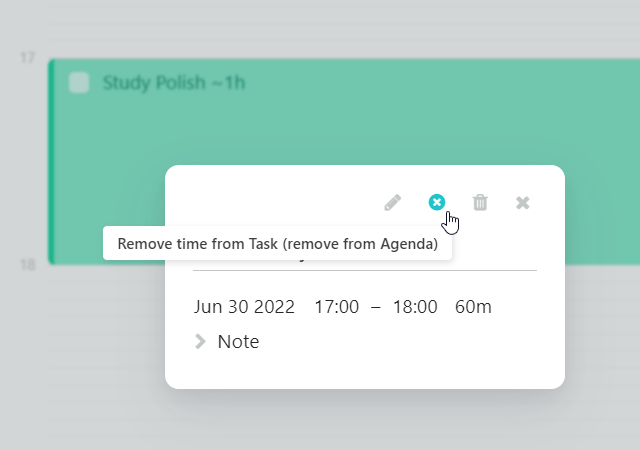 Removing time from a task