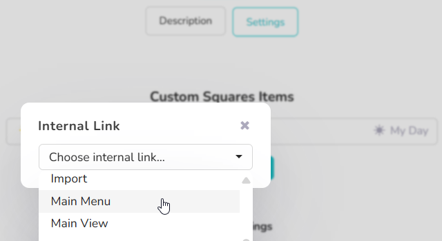 adding main menu to custom squares