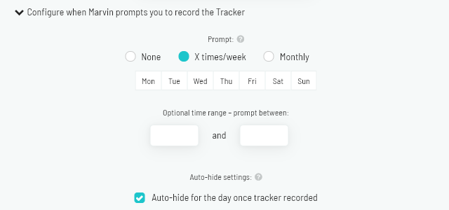 Configuring whether Marvin prompts you to record the tracker