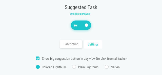 Suggested Task strategy settings
