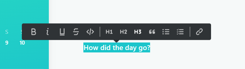 Formatting options for note text