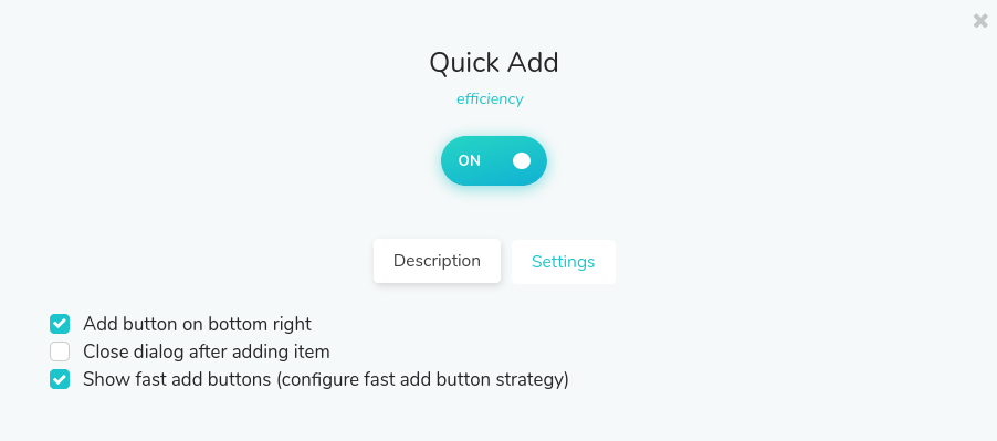 Quick Add strategy settings