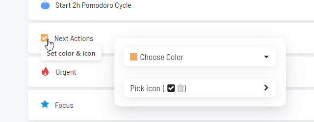 Change icon and color of custom squares
