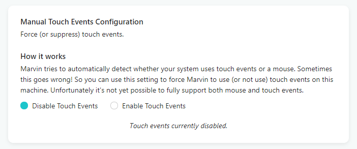 Disabling touch events
