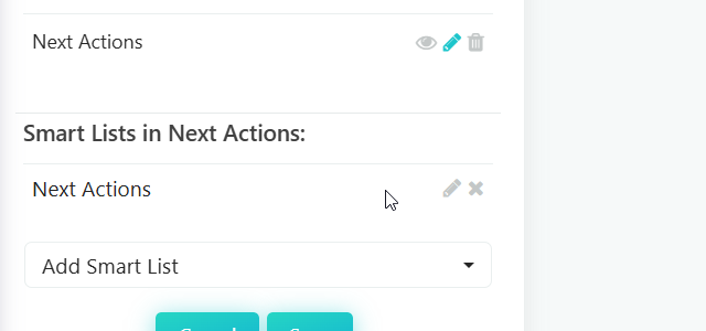 Displaying a single smart list in a tab