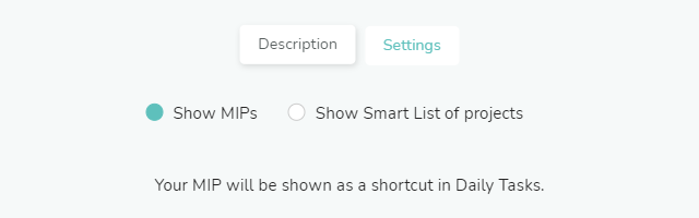 Show MIPS option in Projects Shortcuts