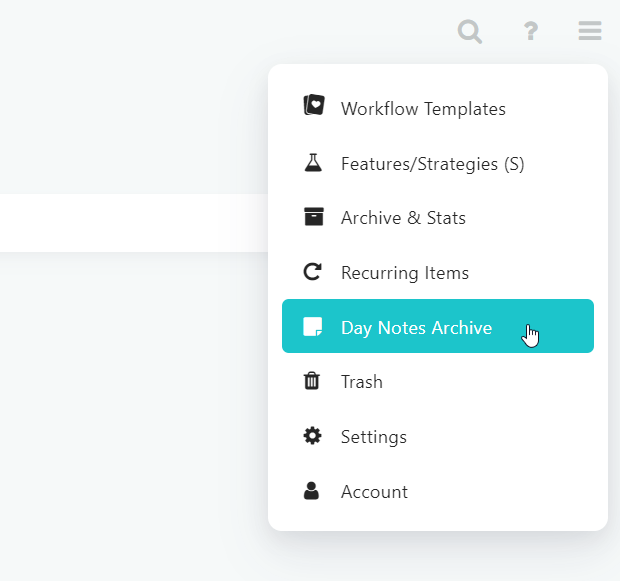 Accessing the day note archive