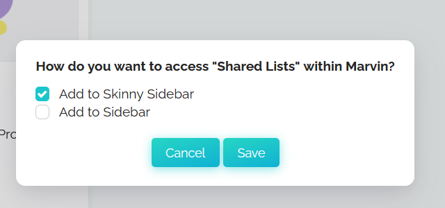 Adding access to shared lists to the skinnny sidebar