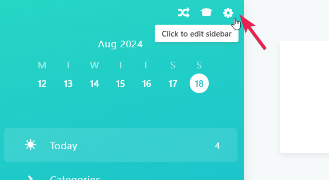 Clicking on the edit sidebar button to open sidebar strategy settings