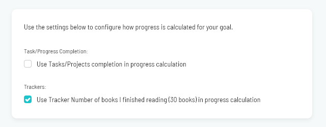 Tracking progress on a goal