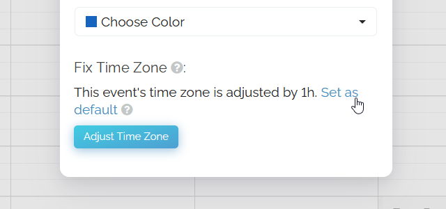 Setting time zone adjustment as default