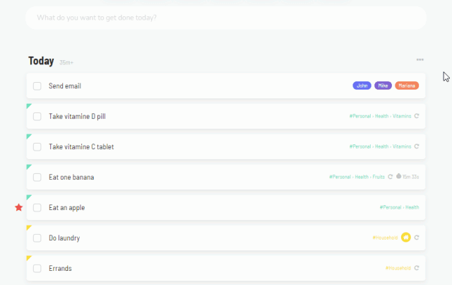 Getting a random task by clicking on the "Get Random Task" button in the day view